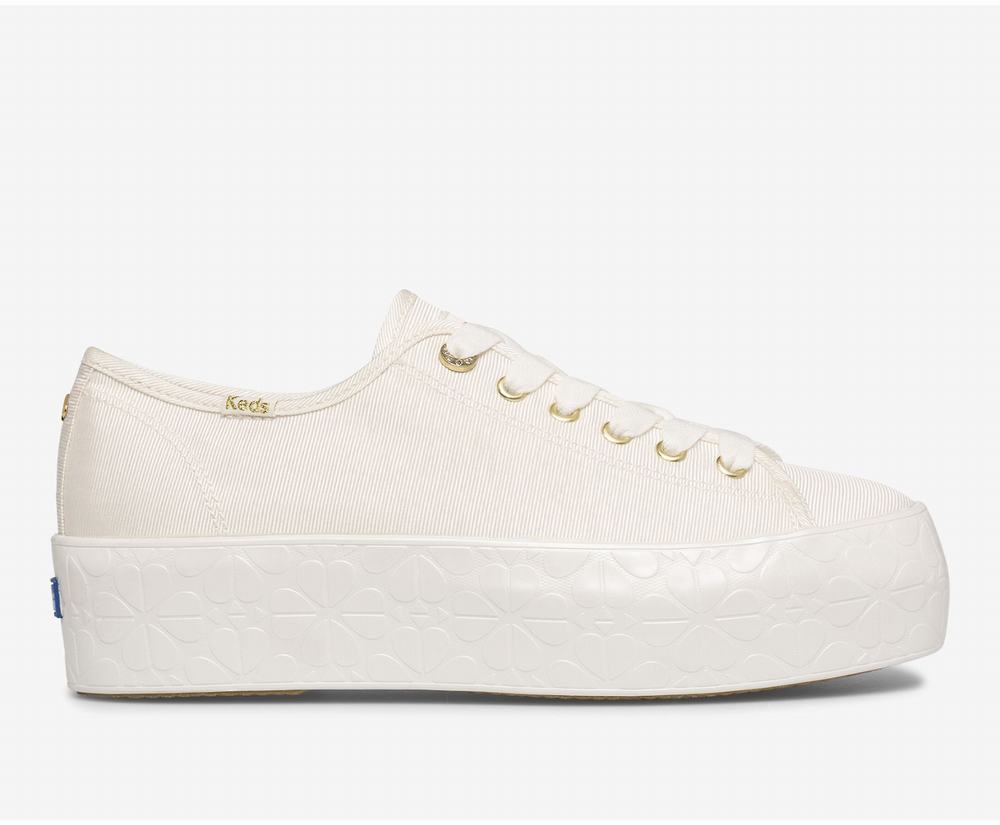 Women's Keds x kate spade new york Triple Up Faille Logo Foxing Wedding Shoes White 3716295KS - Sout